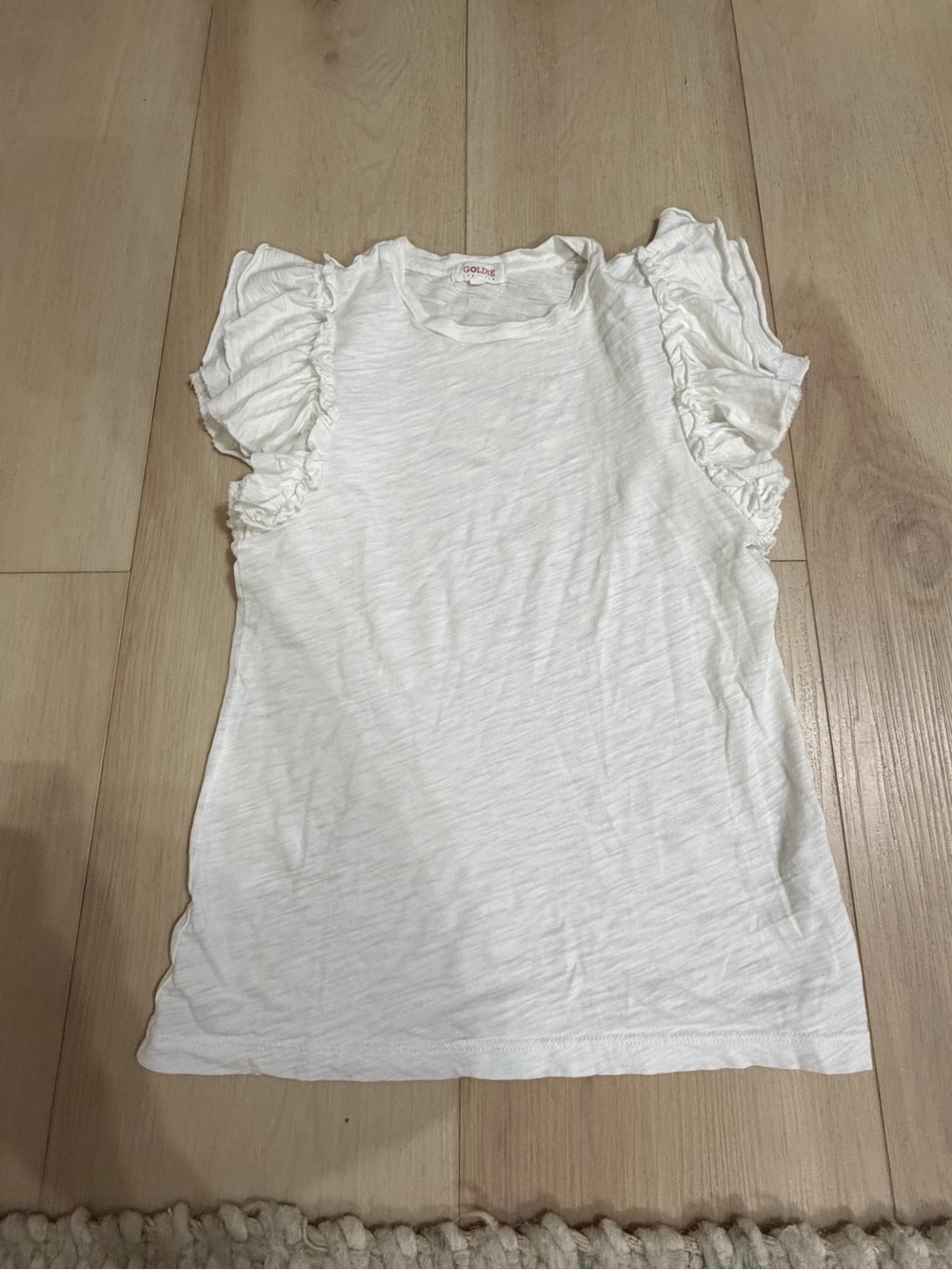 Goldie White Ruffled Waist Top size s